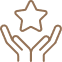 Qualité et Excellence : L'icône de la Récompense Mains ouvertes de couleur marron soutenant une étoile. Icône symbolisant la qualité, l'excellence et la récompense.